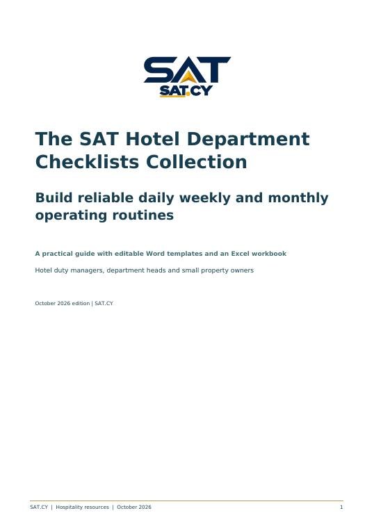 Cover of The SAT Hotel Department Checklists Collection