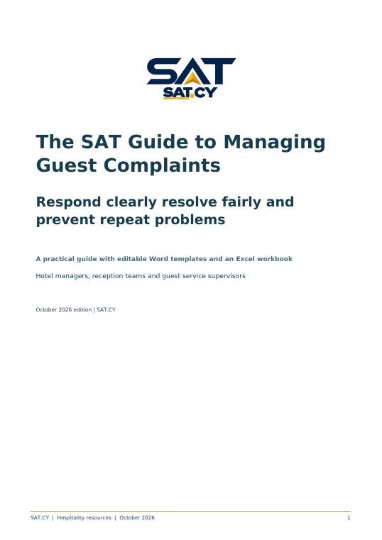 Cover of The SAT Guide to Managing Guest Complaints